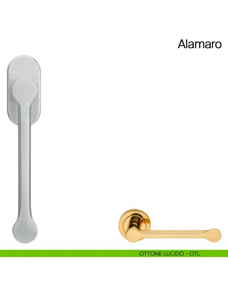 Maniglia martellina DK per finestra Alamaro Manital - ottone lucido