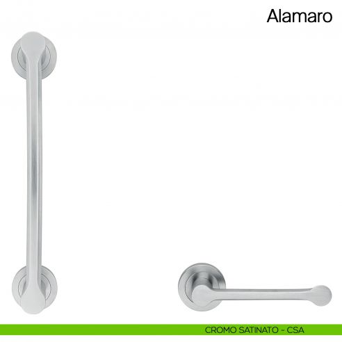 Maniglione per porta Alamaro Manital con rosette - cromato satinato