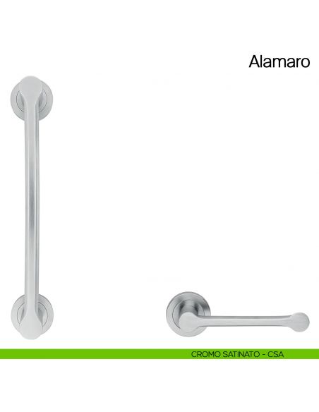 Maniglione per porta Alamaro Manital con rosette - cromato satinato
