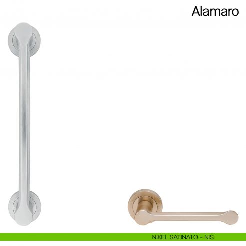 Maniglione per porta Alamaro Manital con rosette - nikel satinato