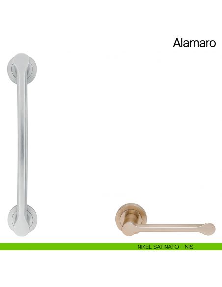 Maniglione per porta Alamaro Manital con rosette - nikel satinato