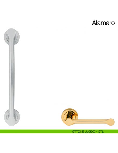Maniglione per porta Alamaro Manital con rosette - ottone lucido