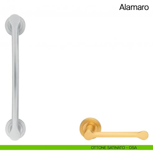 Maniglione per porta Alamaro Manital con rosette - ottone satinato