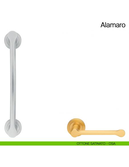 Maniglione per porta Alamaro Manital con rosette - ottone satinato