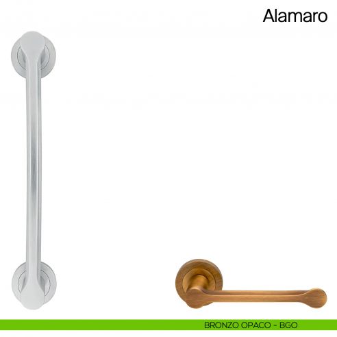 Maniglione per porta Alamaro Manital con rosette - bronzato opaco