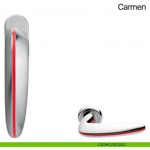 Maniglia martellina DK per finestra Carmen Manital - cromato/rosso