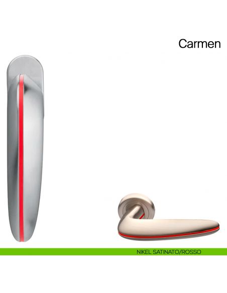 Maniglia martellina DK per finestra Carmen Manital - nikel satinato/rosso