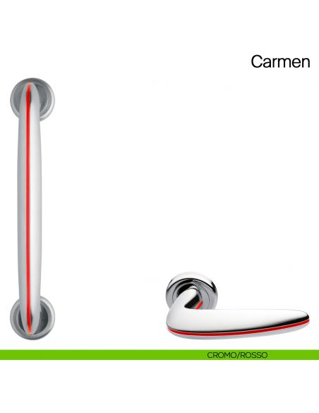 Maniglione per porta Carmen Manital con rosette - cromato/rosso