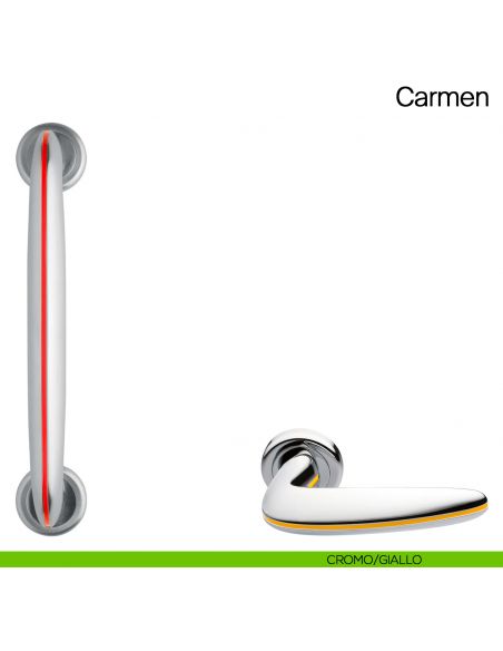 Maniglione per porta Carmen Manital con rosette - cromato/giallo