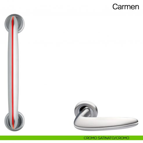 Maniglione per porta Carmen Manital con rosette - cromato satinato/cromato