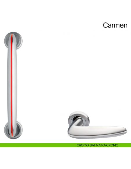 Maniglione per porta Carmen Manital con rosette - cromato satinato/cromato