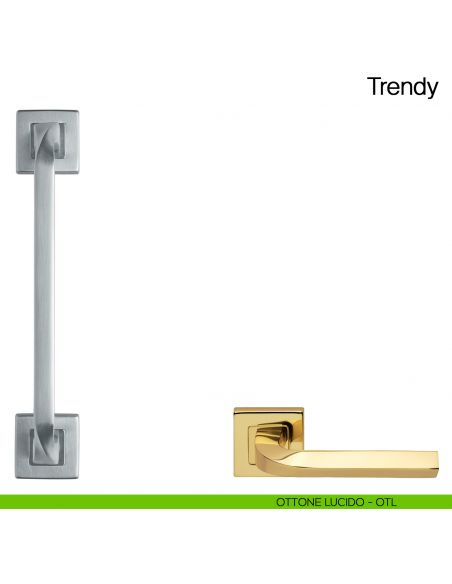 Maniglione per porta Trendy Manital con rosette - ottone lucido