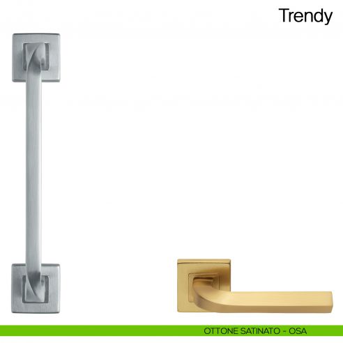 Maniglione per porta Trendy Manital con rosette - ottone satinato
