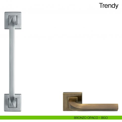 Maniglione per porta Trendy Manital con rosette - bronzato opaco