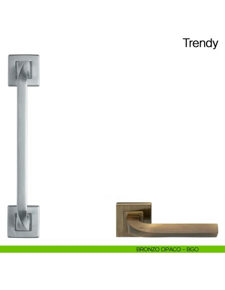 Maniglione per porta Trendy Manital con rosette - bronzato opaco