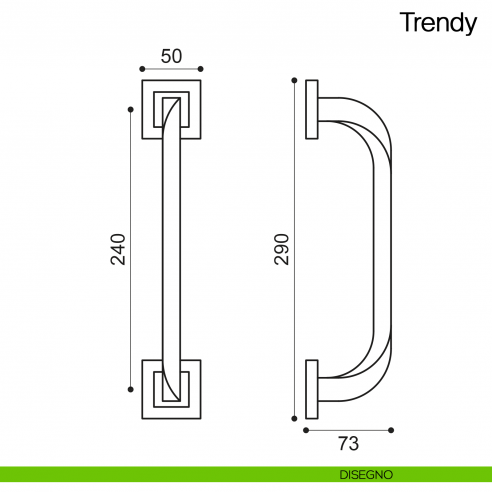 Maniglione per porta Trendy Manital con rosette - disegno