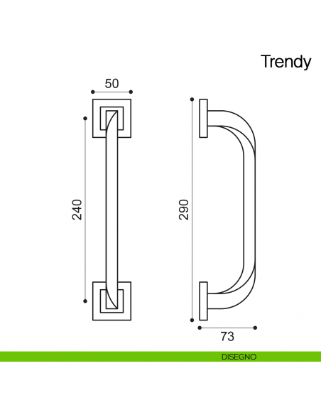 Maniglione per porta Trendy Manital con rosette - disegno