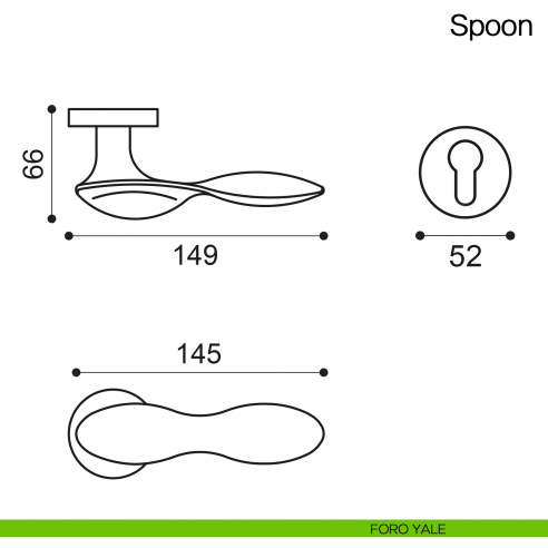 Maniglia per porta Spoon Manital - foro yale