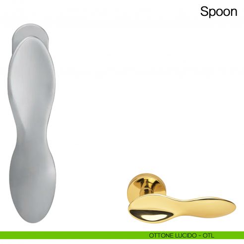 Maniglia martellina DK per finestra Spoon Manital - ottone lucido