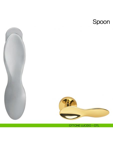 Maniglia martellina DK per finestra Spoon Manital - ottone lucido