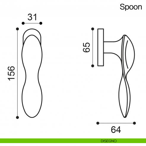 Maniglia martellina DK per finestra Spoon Manital - disegno