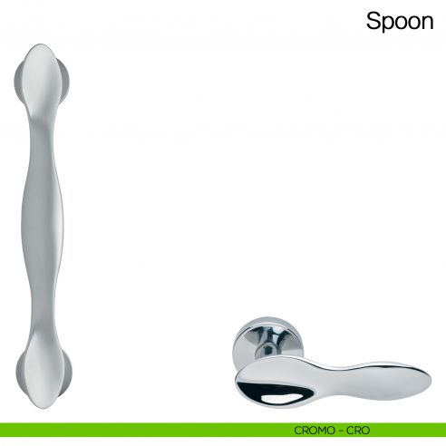Maniglione per porta Spoon Manital con rosette - cromato