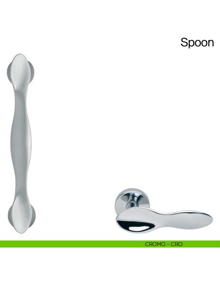 Maniglione per porta Spoon Manital con rosette - cromato