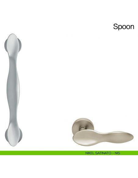 Maniglione per porta Spoon Manital con rosette - nikel satinato