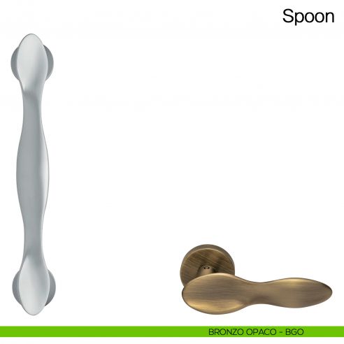 Maniglione per porta Spoon Manital con rosette - bronzato opaco