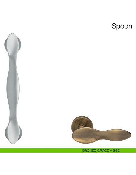Maniglione per porta Spoon Manital con rosette - bronzato opaco