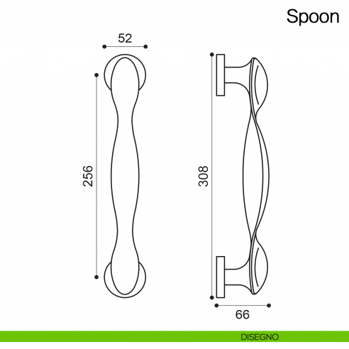 Maniglione per porta Spoon Manital con rosette - disegno