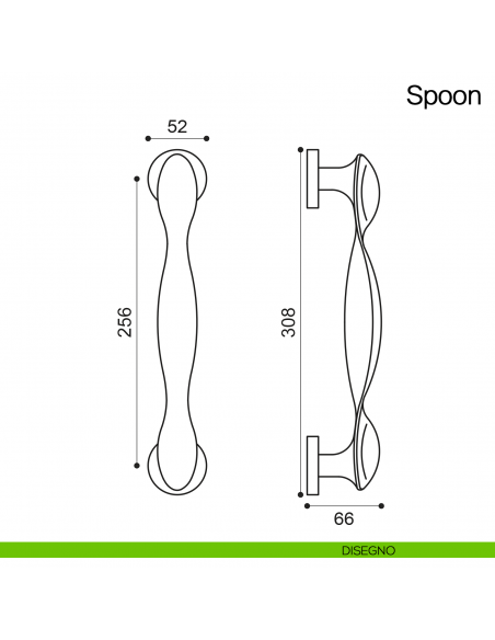 Maniglione per porta Spoon Manital con rosette - disegno