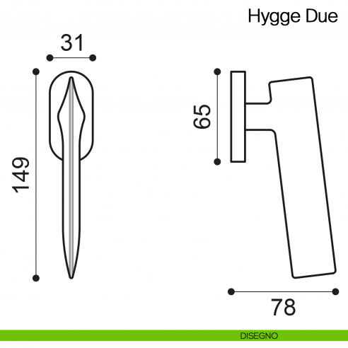 Maniglia martellina DK per finestra Hygge Due Manital - disegno