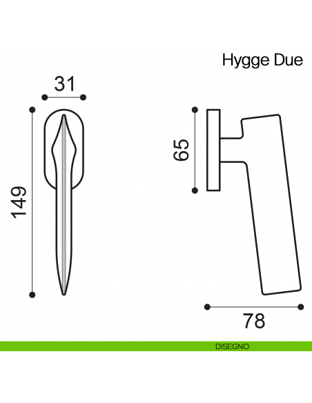 Maniglia martellina DK per finestra Hygge Due Manital - disegno