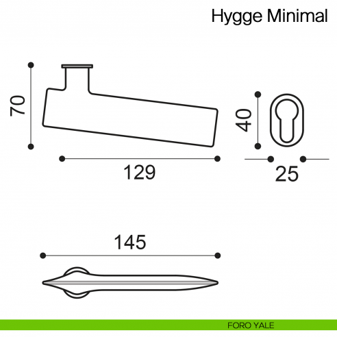Maniglia per porta Hygge Minimal Manital con rosetta minimale - foro yale