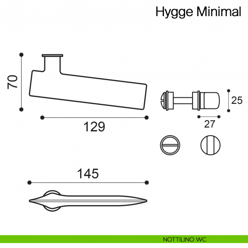 Maniglia per porta Hygge Minimal Manital con rosetta minimale - nottolino wc
