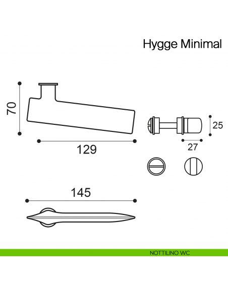 Maniglia per porta Hygge Minimal Manital con rosetta minimale - nottolino wc