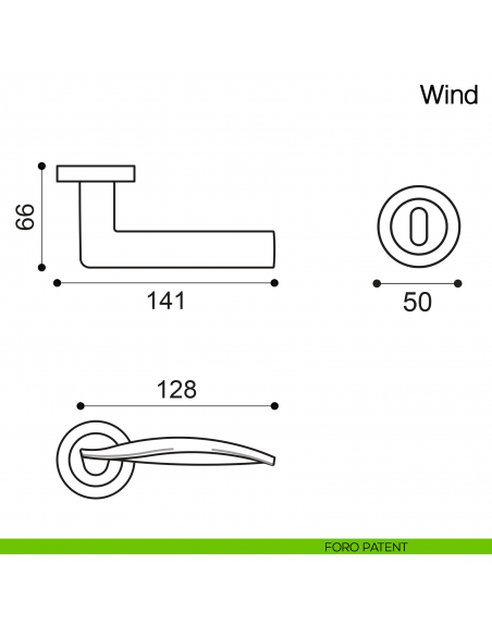 Maniglia per porta Wind Manital - foro patent
