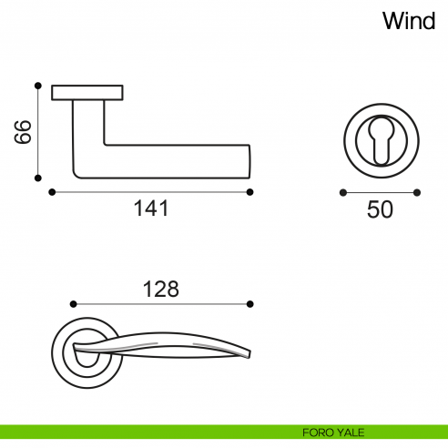 Maniglia per porta Wind Manital - foro yale