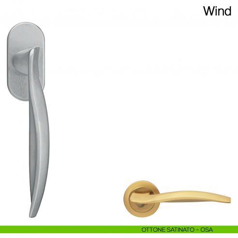 Maniglia martellina DK per finestra Wind Manital - ottone satinato