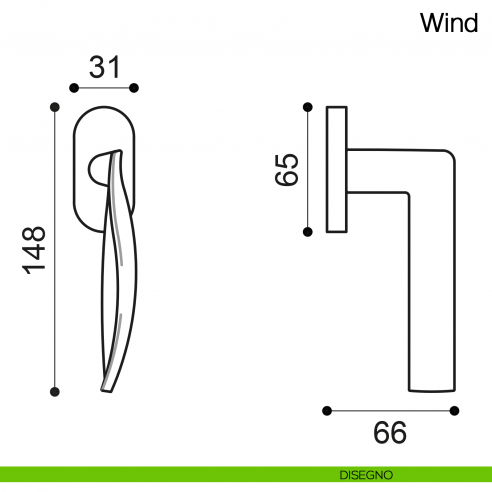 Maniglia martellina DK per finestra Wind Manital