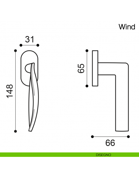 Maniglia martellina DK per finestra Wind Manital
