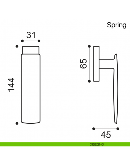 Maniglia martellina DK per finestra Spring Manital - disegno