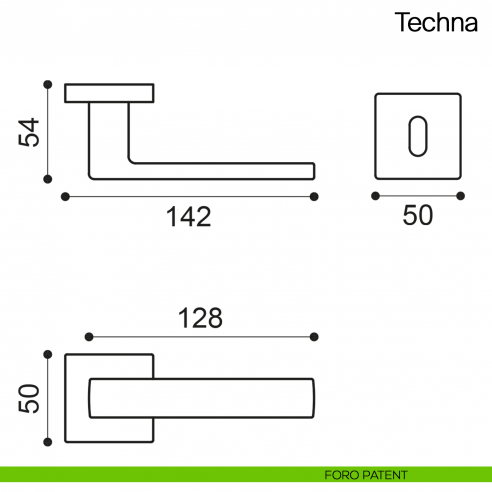 Maniglia per porta Techna Manital - foro patent