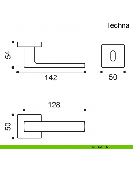 Maniglia per porta Techna Manital - foro patent