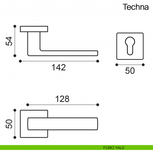 Maniglia per porta Techna Manital - foro yale