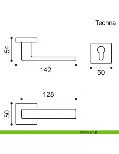 Maniglia per porta Techna Manital - foro yale