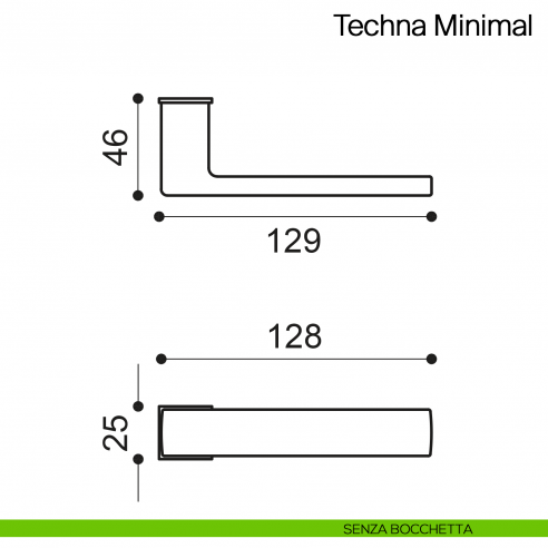 Maniglia per porta Techna Minimal Manital con rosetta minimale - senza bocchetta