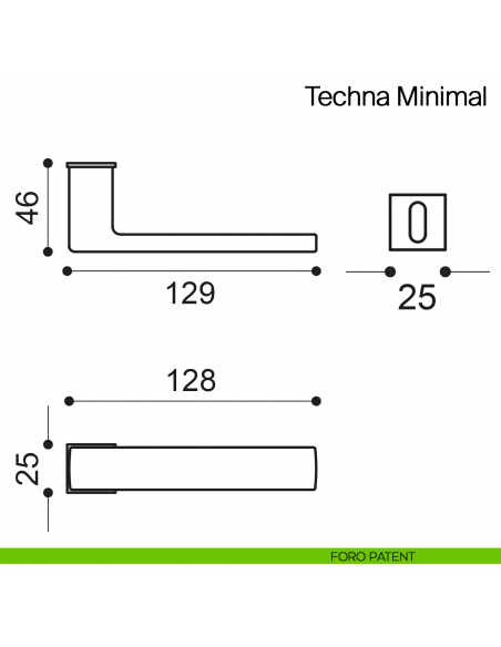 Maniglia per porta Techna Minimal Manital con rosetta minimale - foro patent