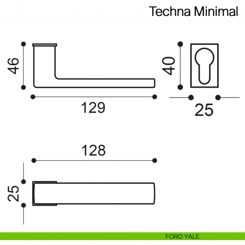 Maniglia per porta Techna Minimal Manital con rosetta minimale - foro yale